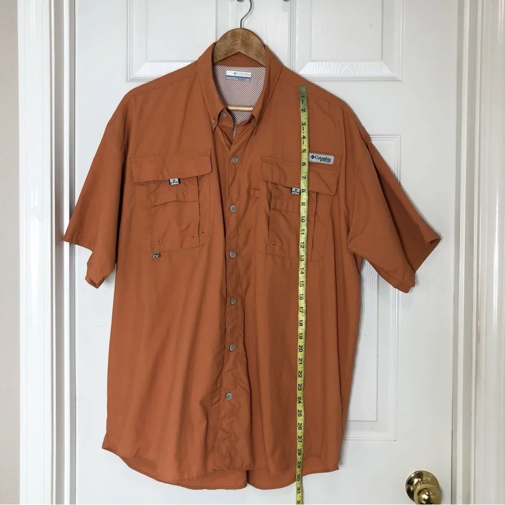 Columbia PFG Bahama II Men's Short Sleeved OmniShade UPF30 Burned Orange Shirt L